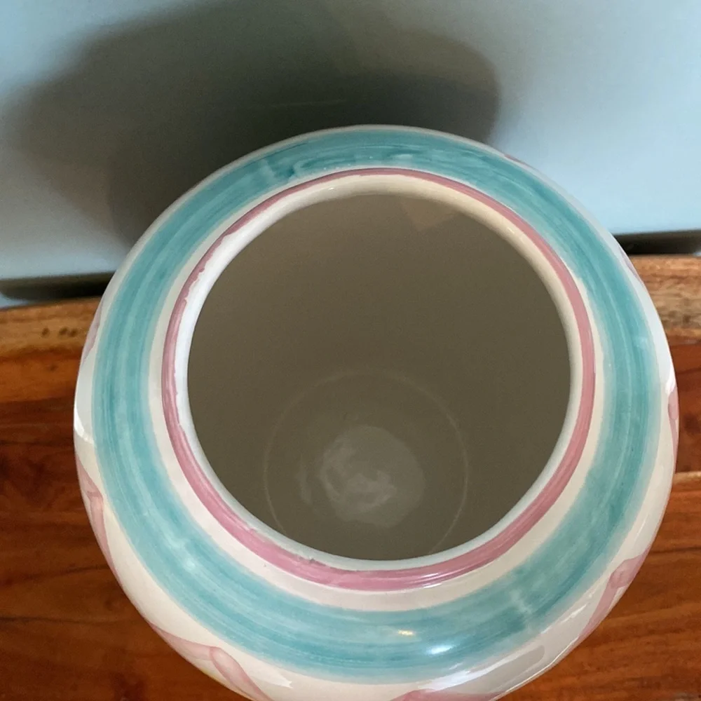 VTG Pier 1 Imports Abstract Vase from Italy White pink Blue Green & Yellow 90’s